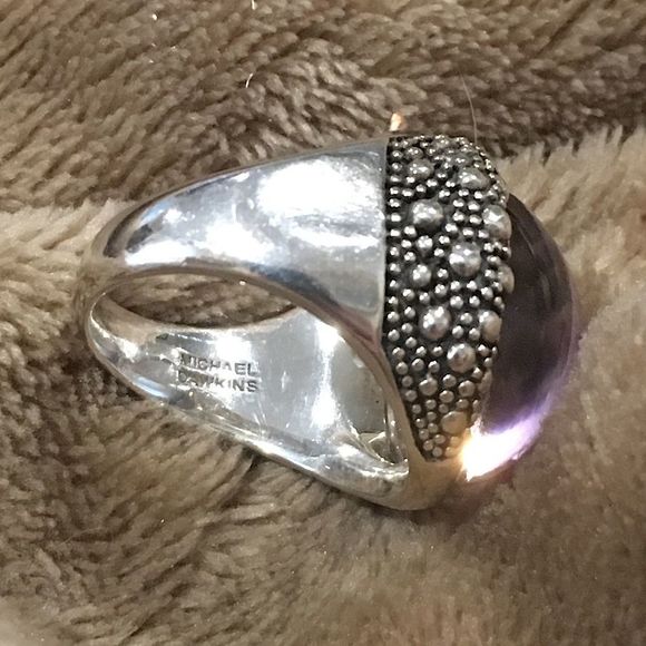 MICHAEL DAWKINS Starry Night Amethyst Doublet Sterling Silver 925 Ring Sz 7-3/4 - Picture 8 of 17
